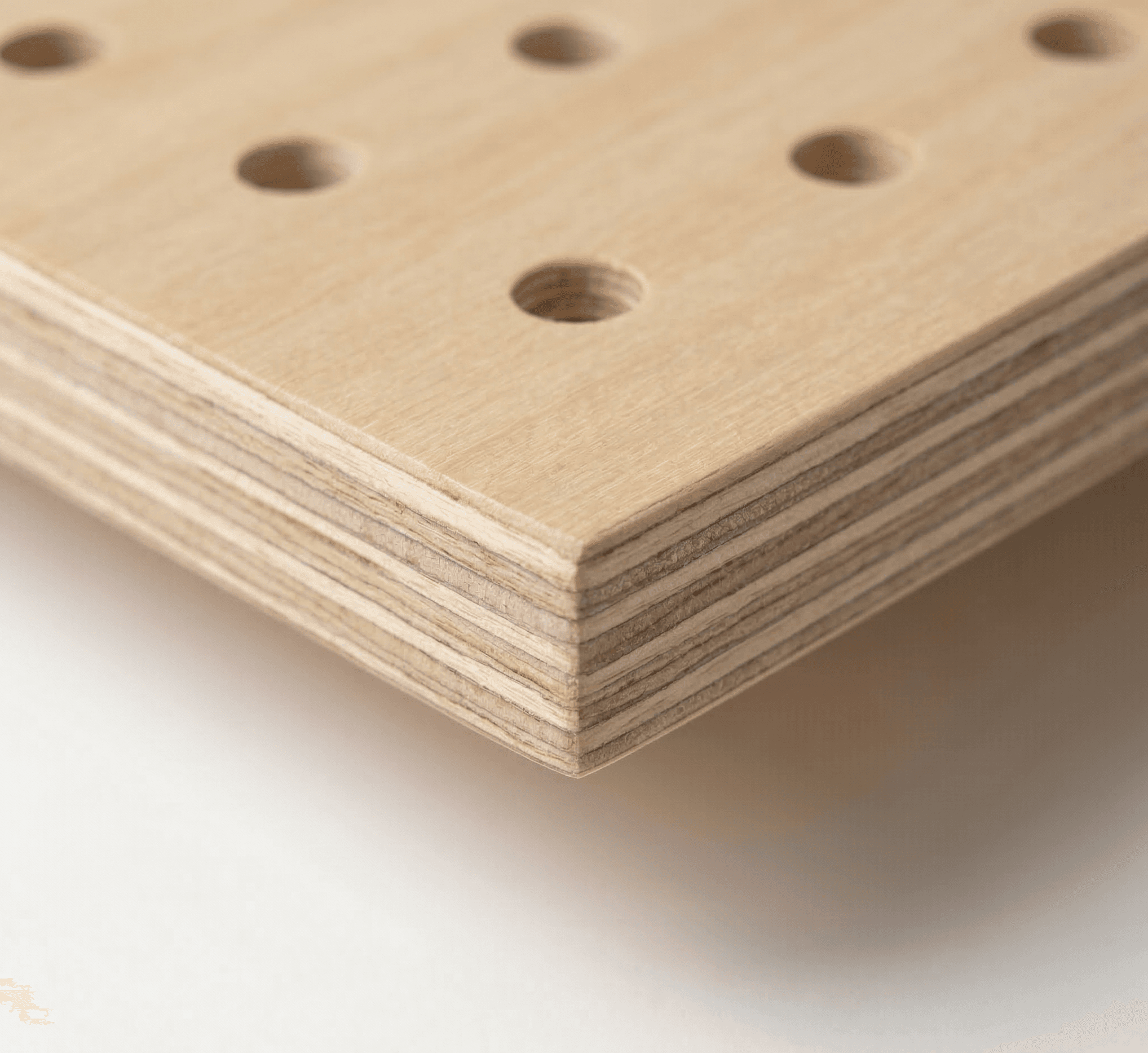 Corner detail showing birch plywood edge and layers